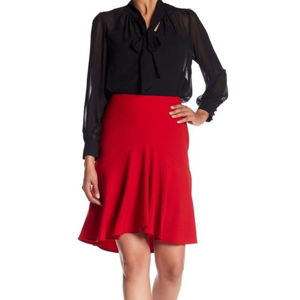 Nanette Lepore Skirt Red Size 8 Ruffle Hi-Lo New